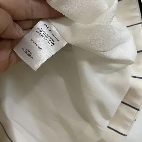 NWOT Jonathan Simkhai ivory white pinstripe blazer tuxedo jacket size US 6 - Picture 5 of 9